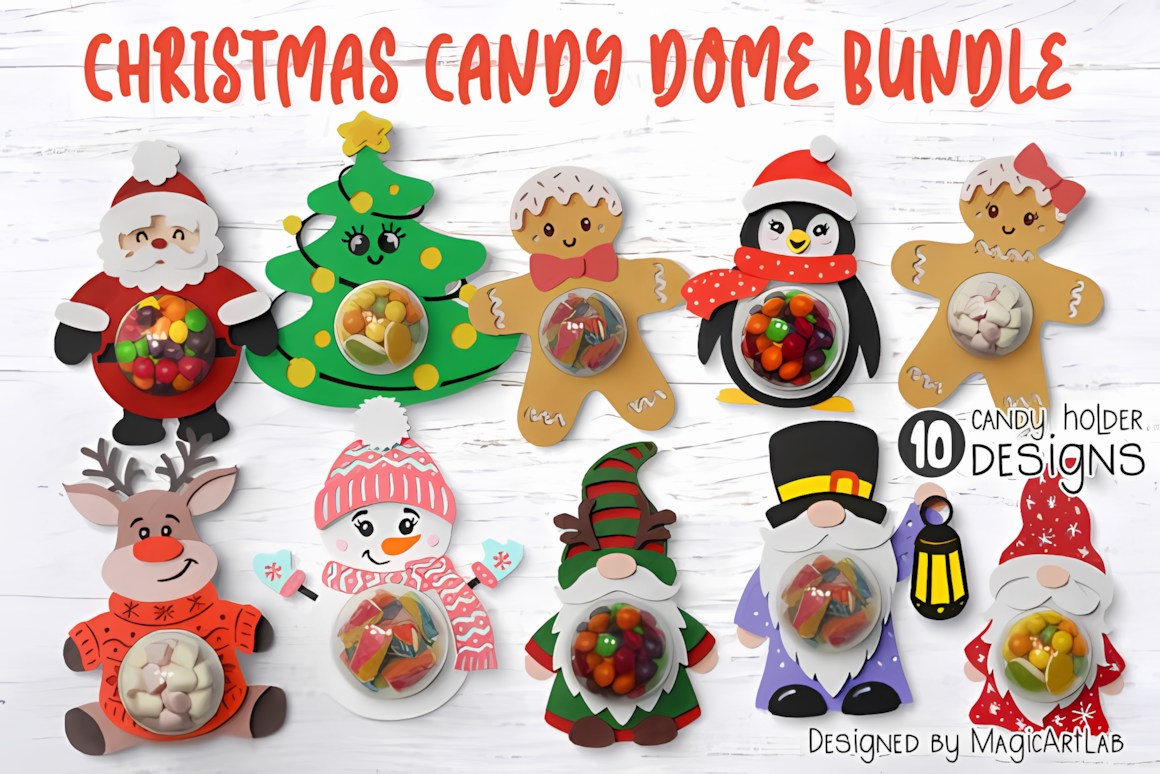 Santa ornament laser cut candy dome bundle for holiday treats