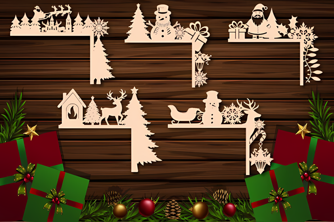 cozy front porch holiday decoration set derived from holiday doorway accent laser file