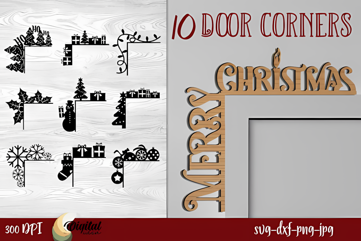 multi-design holiday ornament package optimized for christmas door corner laser cut