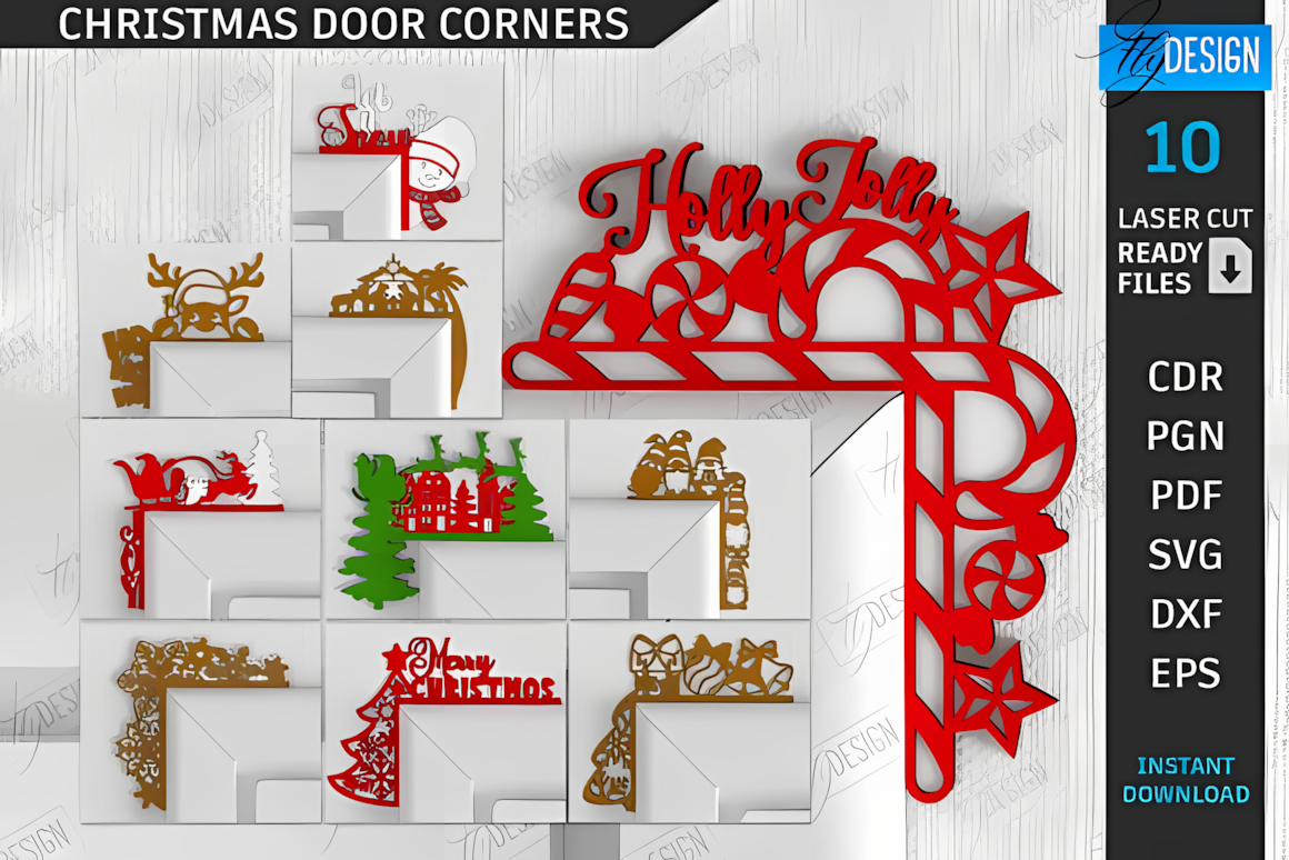 decorative wooden entryway border crafted using santa door corner sign dxf