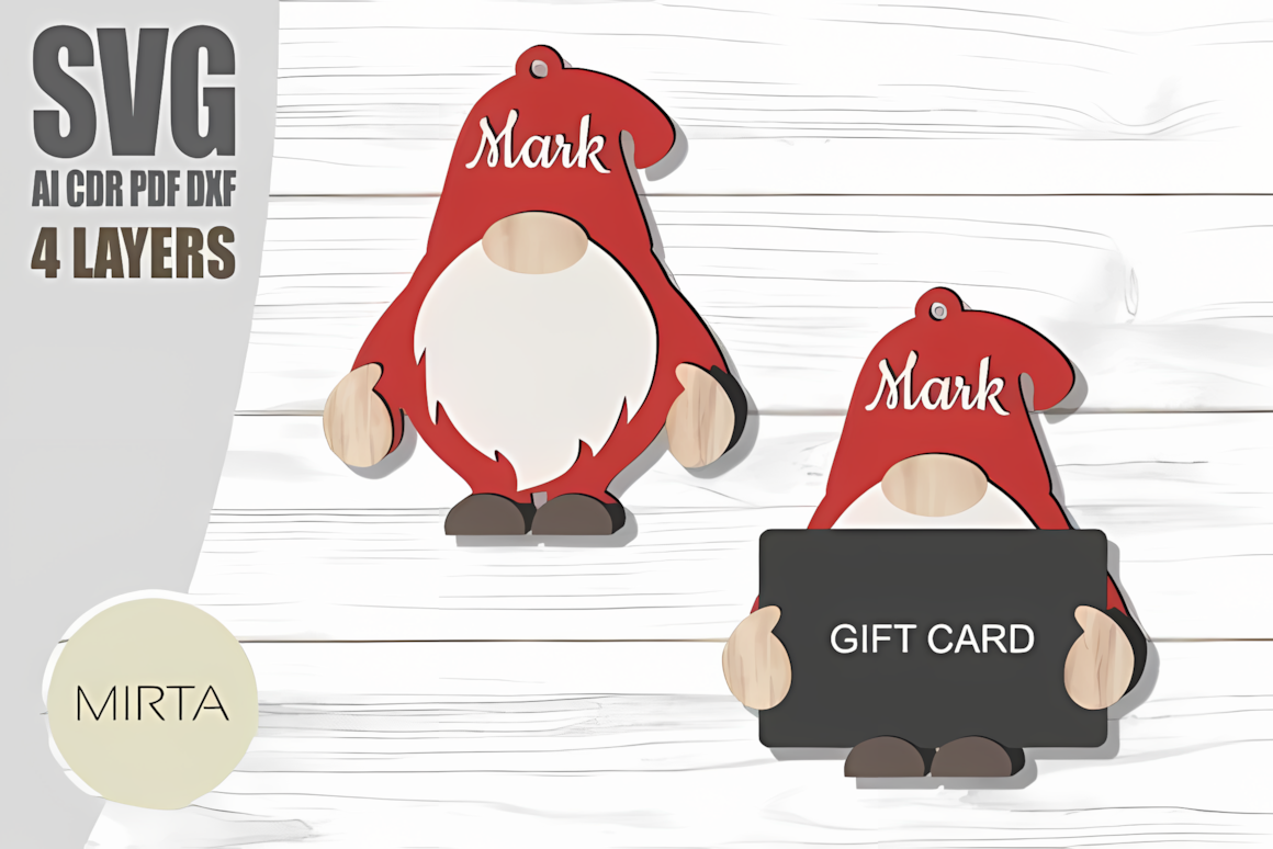 christmas gnome gift card holder ornament for wooden holiday gifts