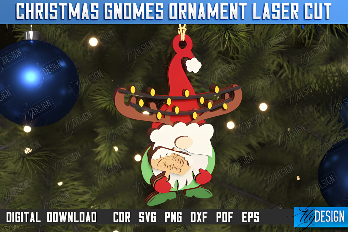 holiday hanging christmas gnome ornament for wooden crafts
