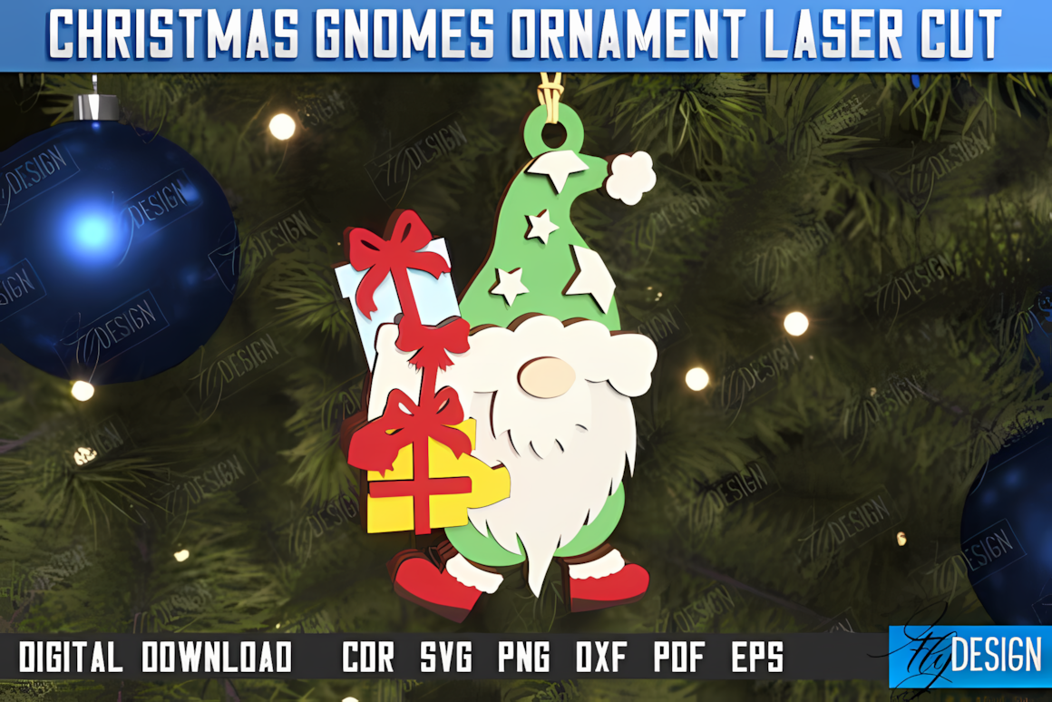 wooden hanging christmas gnome ornament for festive tree decor