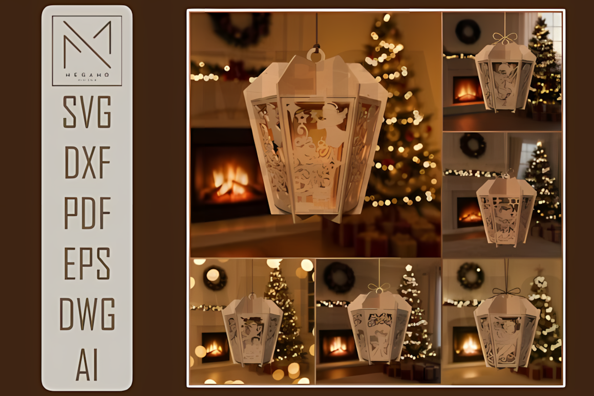 Hanging model design for a laser cut christmas lantern