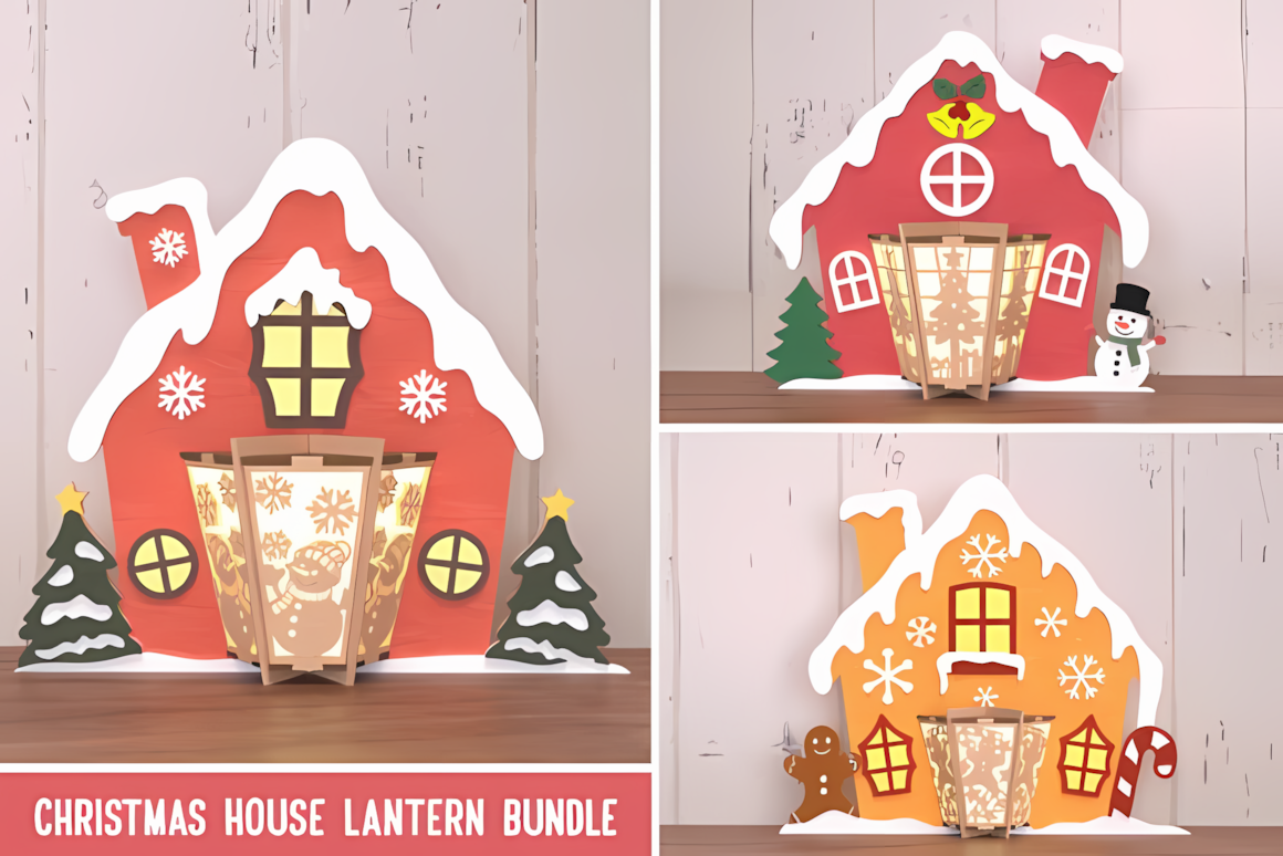 House shape design for a laser cut christmas lantern