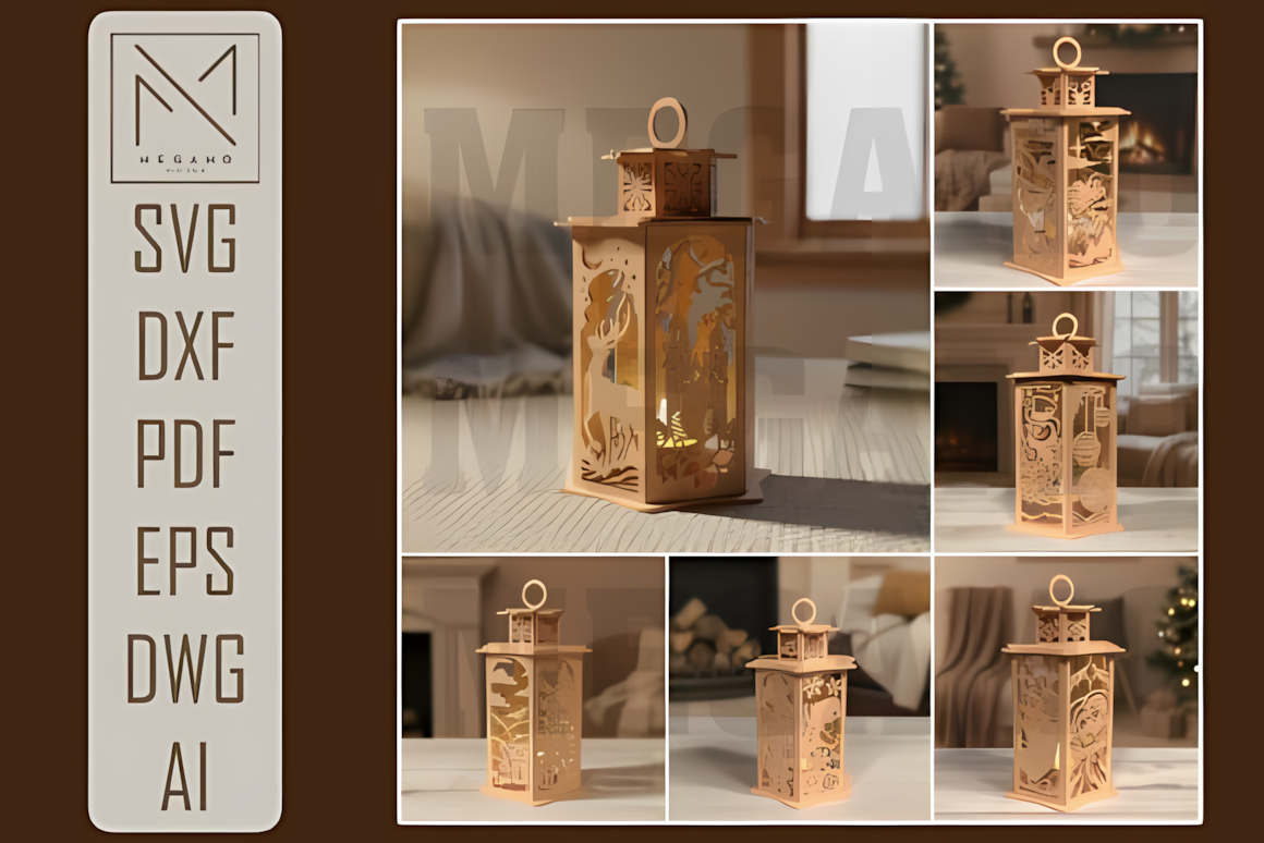 Tabletop display design for a laser cut christmas lantern