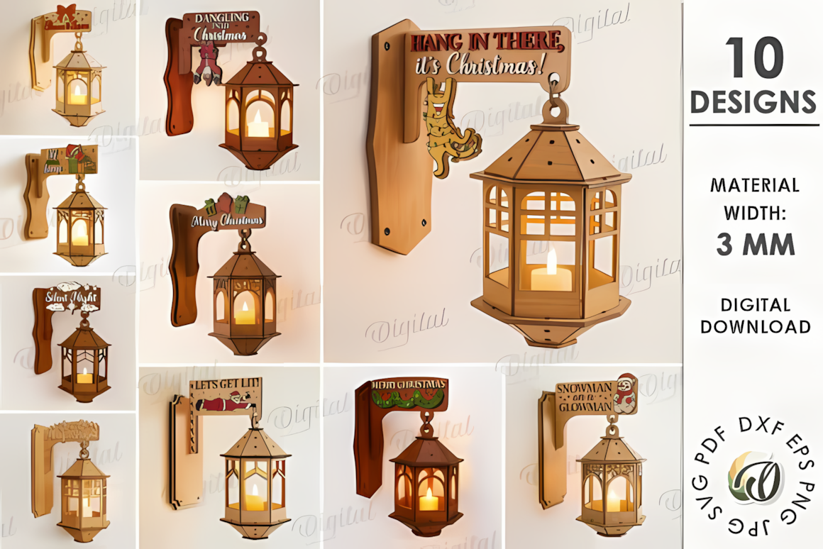 Wall decors design for a laser cut christmas lantern