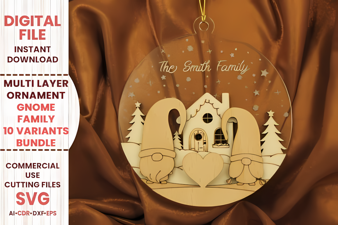 custom christmas ornament gnome family set with stand support
