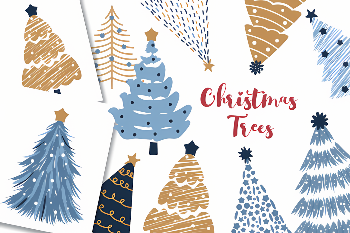 decorative christmas tree clipart pack with vector eps files for party invitations