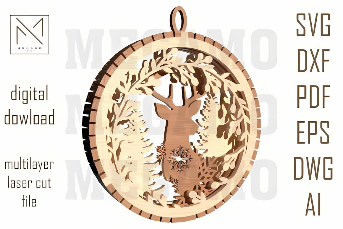 pine wreath door hanger with festive foliage featuring personalized reindeer alphabet ornament svg