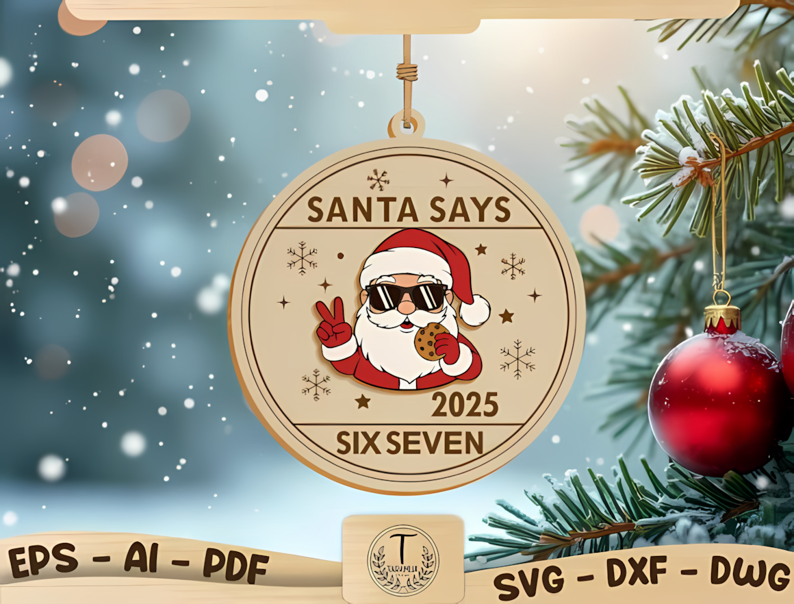 Santa ornament laser cut funny holiday character SVG pattern