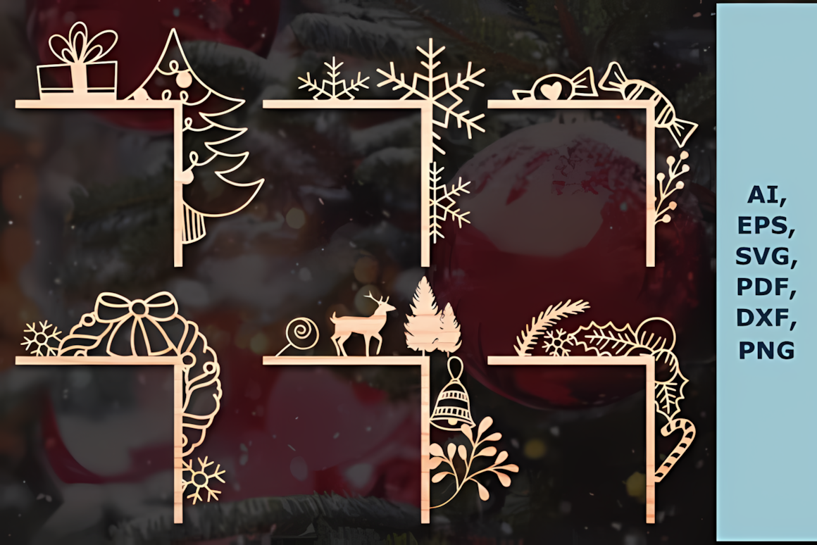 shadow box style seasonal frame decoration cut from plywood using holiday doorway accent laser file