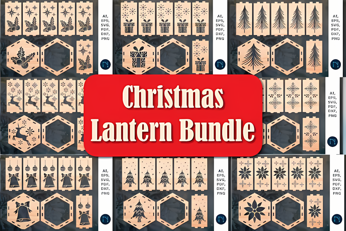 Tabletop layout using a wooden christmas lantern vector template