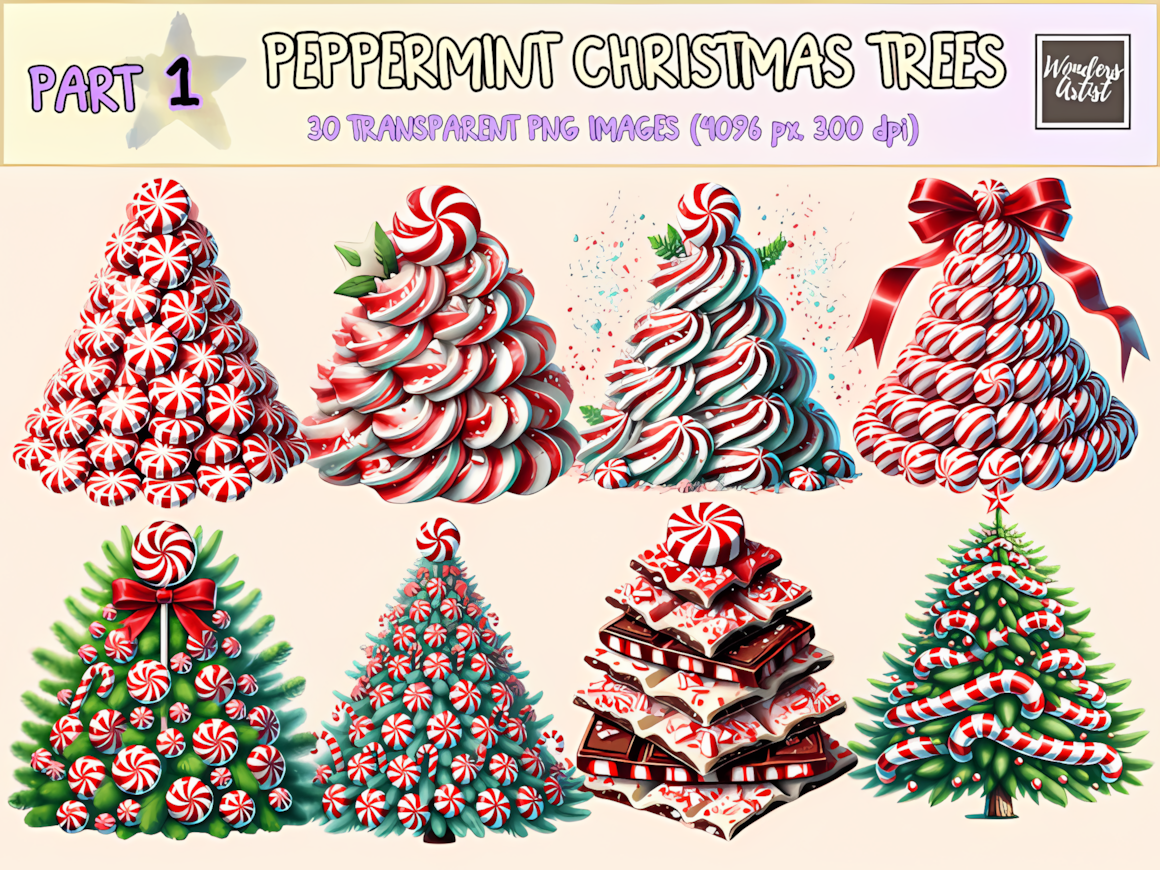festive peppermint candy christmas tree clipart featuring sweet red and white holiday details