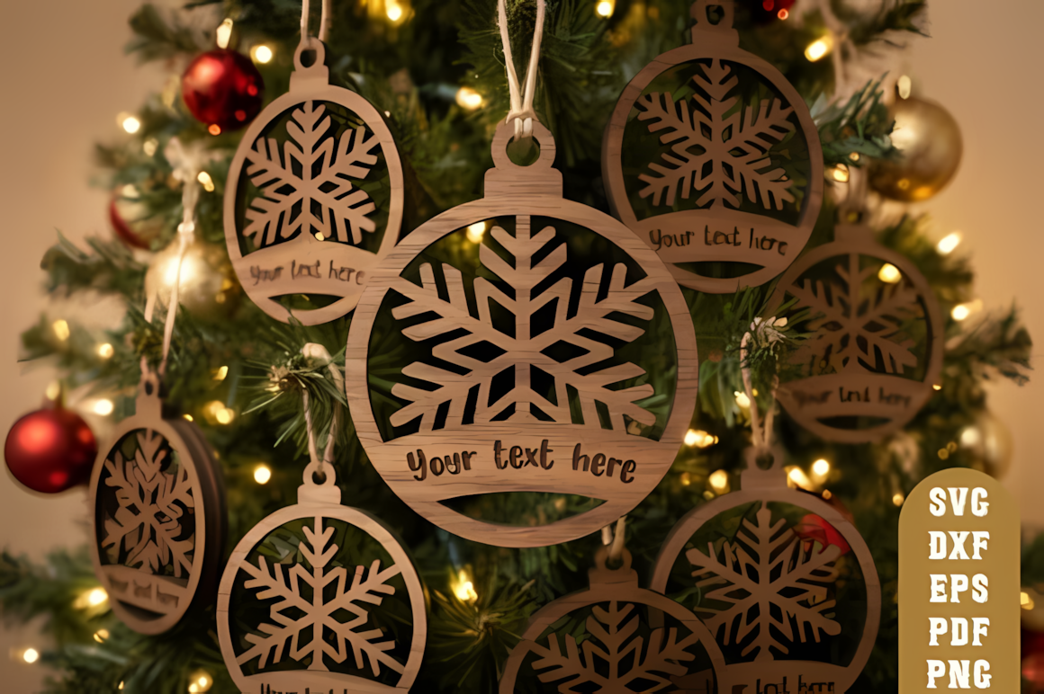 Personalized name tag template for a christmas snowflake ornament svg