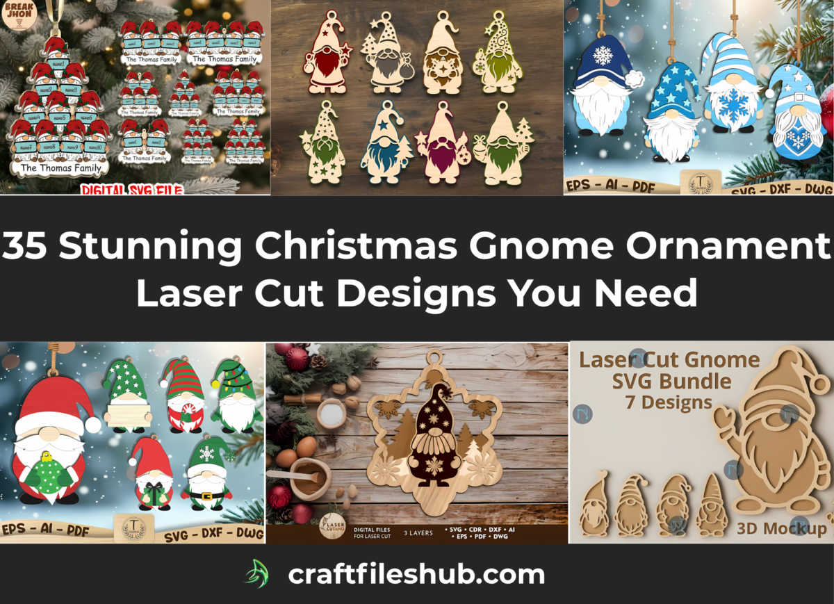 Read more about the article 35 Stunning Christmas Gnome Ornament Laser Cut Designs You Need