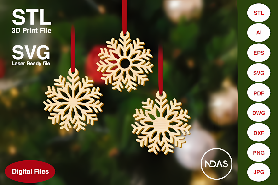 Tree decoration template for a layered snowflake ornament svg