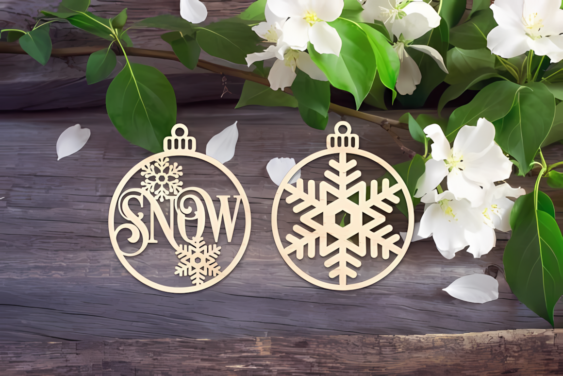 V2 edition vector design for a snowflake ornament laser cut