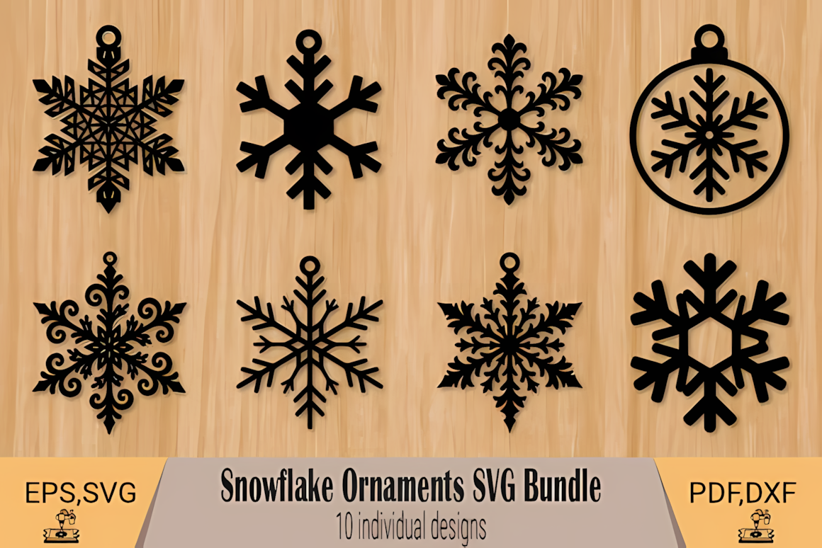 7 designs easy cut template for a christmas snowflake ornament svg