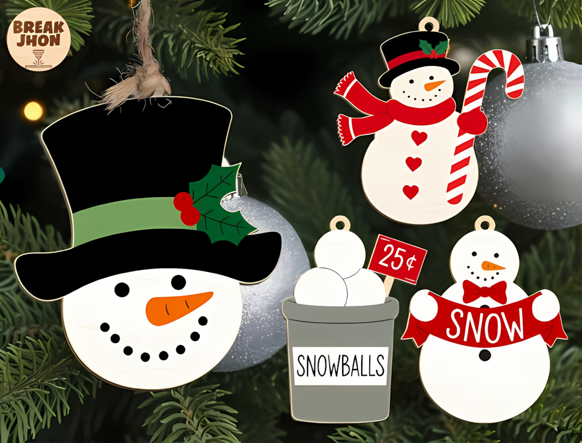 painted winter character craft displaying a layered wood snowman christmas tree decor with winter scarf and hat