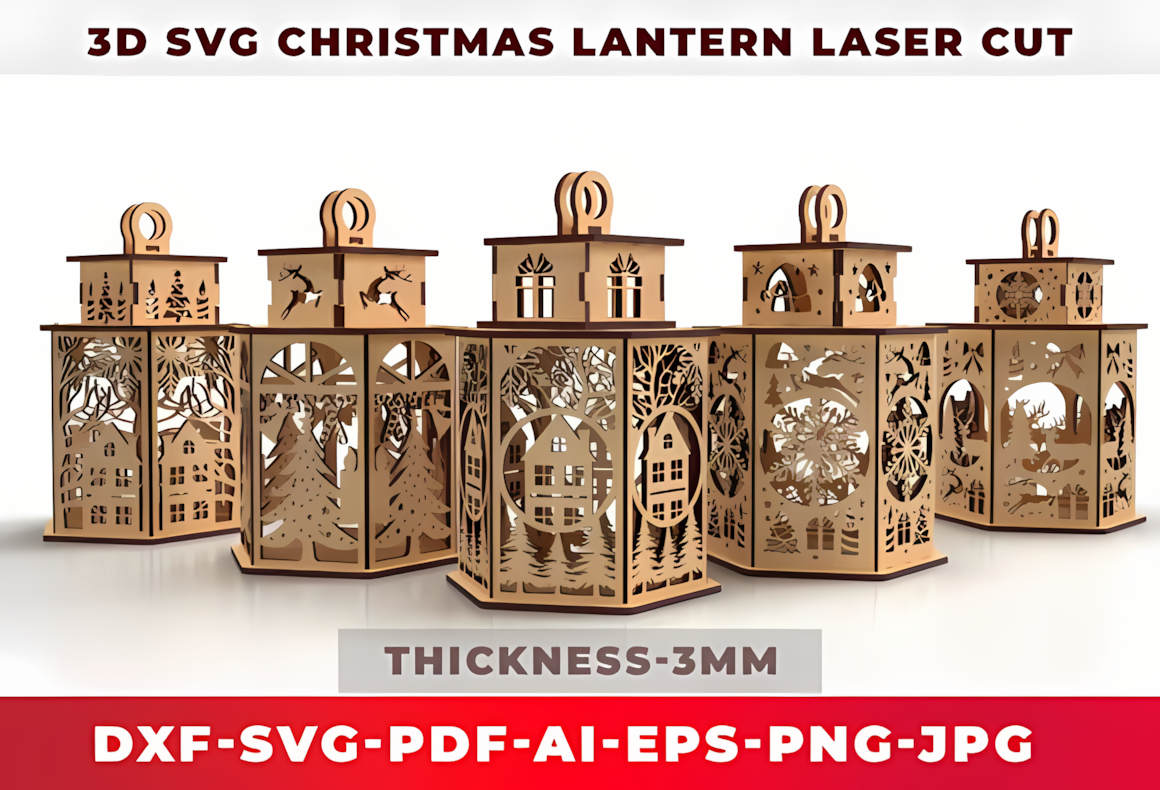 Light box template for a 3d layered christmas lantern svg