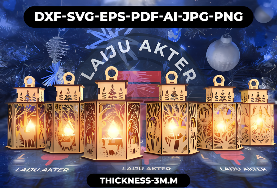 Tabletop layout using a wooden christmas lantern vector template