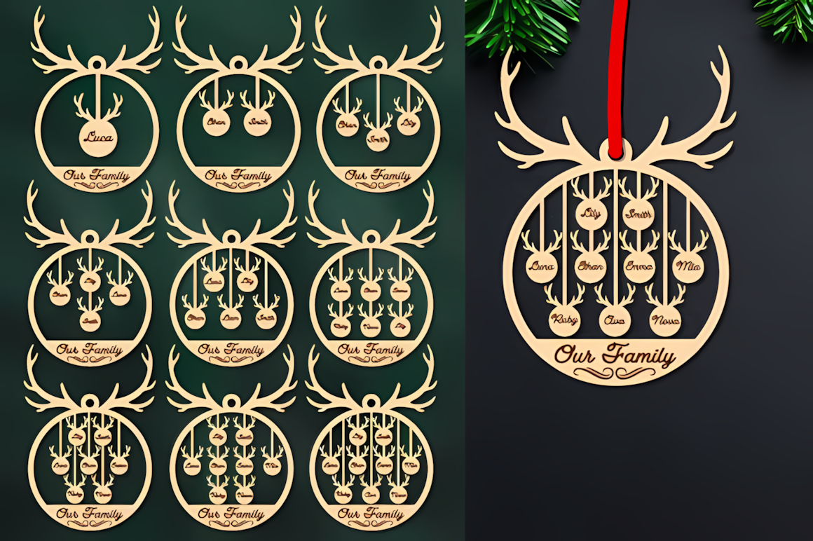 laser cutting vector file custom name christmas ornament vector
