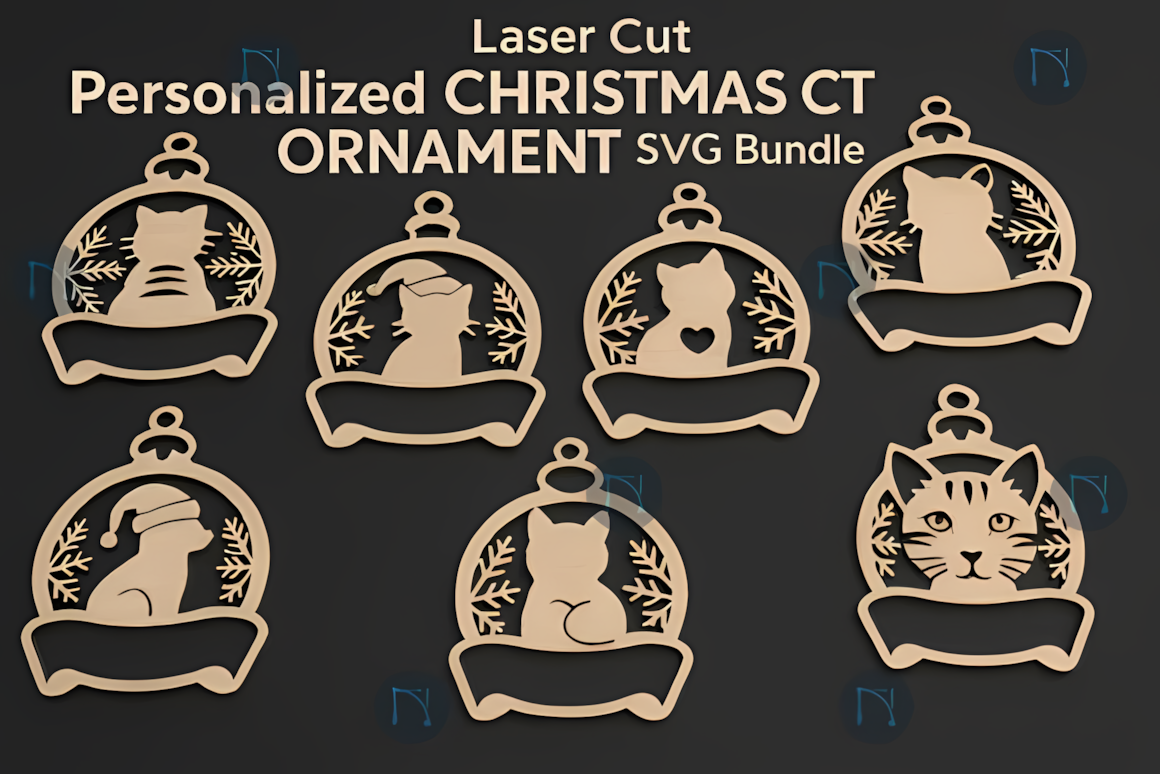 personalized christmas cat svg bundle for custom laser engraved gifts