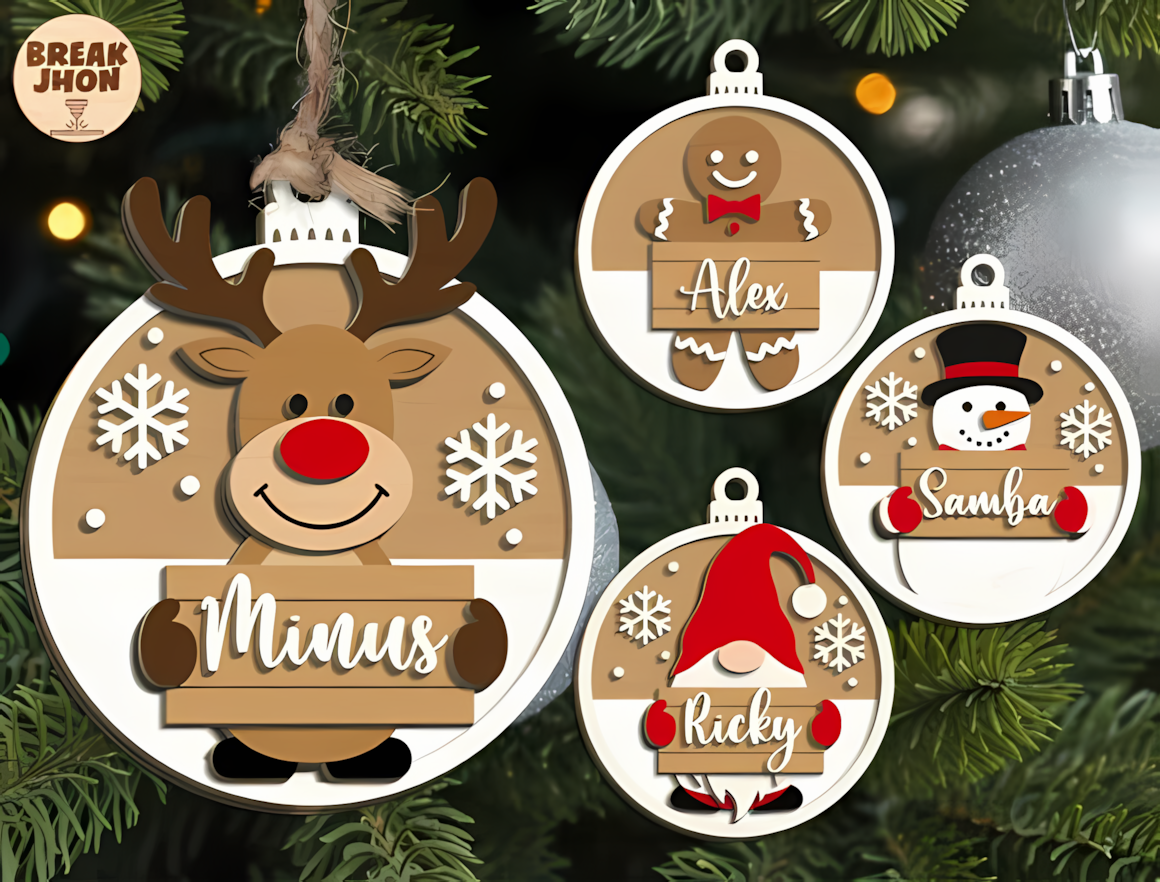 festive characters collection personalized holiday ornament cut file set