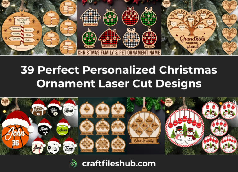 39 perfect personalized christmas ornament laser cut designs showcase featuring family name and pet ornament laser cut templates